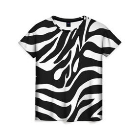 Женская футболка 3D с принтом Зебра в Курске, 100% полиэфир ( синтетическое хлопкоподобное полотно) | прямой крой, круглый вырез горловины, длина до линии бедер | животные | зебра | полосы | текстуры | черно белый