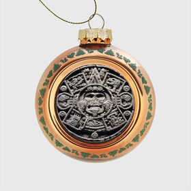 Стеклянный ёлочный шар с принтом Календарь ацтеков в Курске, Стекло | Диаметр: 80 мм | Тематика изображения на принте: ацтеки | древняя цивилизация | индейцы | майя | южная америка