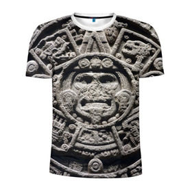 Мужская футболка 3D спортивная с принтом Календарь ацтеков в Курске, 100% полиэстер с улучшенными характеристиками | приталенный силуэт, круглая горловина, широкие плечи, сужается к линии бедра | ацтеки | древняя цивилизация | индейцы | майя | южная америка