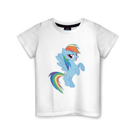 Детская футболка хлопок с принтом rainbow dash в Курске, 100% хлопок | круглый вырез горловины, полуприлегающий силуэт, длина до линии бедер | cute | my little pony | pony | rainbow dash