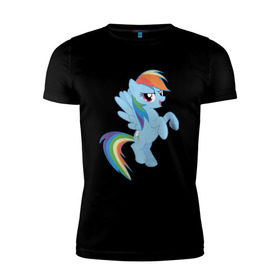 Мужская футболка премиум с принтом rainbow dash в Курске, 92% хлопок, 8% лайкра | приталенный силуэт, круглый вырез ворота, длина до линии бедра, короткий рукав | cute | my little pony | pony | rainbow dash