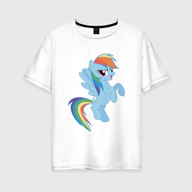 Женская футболка хлопок Oversize с принтом rainbow dash в Курске, 100% хлопок | свободный крой, круглый ворот, спущенный рукав, длина до линии бедер
 | cute | my little pony | pony | rainbow dash