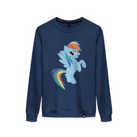 Женский свитшот хлопок с принтом rainbow dash в Курске, 100% хлопок | прямой крой, круглый вырез, на манжетах и по низу широкая трикотажная резинка  | cute | my little pony | pony | rainbow dash