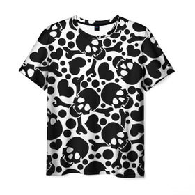 Мужская футболка 3D с принтом Черепа в Курске, 100% полиэфир | прямой крой, круглый вырез горловины, длина до линии бедер | день мертвых | мексика | паттерн | традиция | узоры | цветы | черно белый