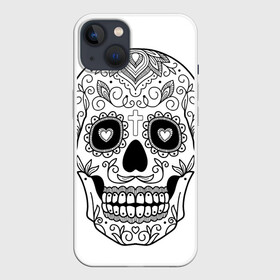 Чехол для iPhone 13 с принтом Череп в Курске,  |  | cobwebs | color | day of the dead | dead | death | eyes | girl | halloween | holiday | makeup | mask | mexican skull | mexico | ornament | pattern | взгляд | девушка | день мертвых | макияж | маска | мексика | мексиканский череп | мертвецов | орнамент | п