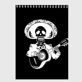 Скетчбук с принтом Мексиканский череп в Курске, 100% бумага
 | 48 листов, плотность листов — 100 г/м2, плотность картонной обложки — 250 г/м2. Листы скреплены сверху удобной пружинной спиралью | color | day of the dead | dead | death | holiday | mexican skull | mexico | ornament | pattern | гитара | день мертвых | мексика | мексиканский череп | мертвецов | музыка | орнамент | поет | праздник | узоры | цветы