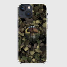 Чехол для iPhone 13 mini с принтом Грибной охотник в Курске,  |  | Тематика изображения на принте: hunter | грибы | камуфляж | лес | охота
