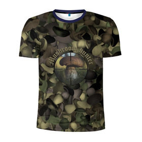 Мужская футболка 3D спортивная с принтом Грибной охотник в Курске, 100% полиэстер с улучшенными характеристиками | приталенный силуэт, круглая горловина, широкие плечи, сужается к линии бедра | hunter | грибы | камуфляж | лес | охота