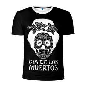 Мужская футболка 3D спортивная с принтом День мертвецов в Курске, 100% полиэстер с улучшенными характеристиками | приталенный силуэт, круглая горловина, широкие плечи, сужается к линии бедра | Тематика изображения на принте: halloween | mexiэллоуин | день мертвых | мексика | мексиканский череп | мертвецов | о | орнамент | праздник | узоры | хэллоуин | цветы