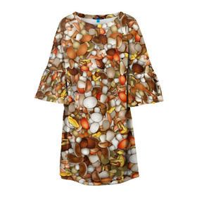 Детское платье 3D с принтом Грибы. Много грибов в Курске, 100% полиэстер | прямой силуэт, чуть расширенный к низу. Круглая горловина, на рукавах — воланы | лес | охота