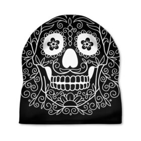 Шапка 3D с принтом Мексиканский череп в Курске, 100% полиэстер | универсальный размер, печать по всей поверхности изделия | cobwebs | color | day of the dead | dead | death | eyes | girl | halloween | holiday | makeup | mask | mexican skull | mexico | ornament | pattern | взгляд | девушка | день мертвых | макияж | маска | мексика | мексиканский череп | мертвецов | орнамент | п