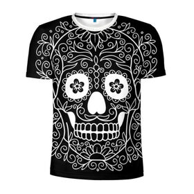 Мужская футболка 3D спортивная с принтом Мексиканский череп в Курске, 100% полиэстер с улучшенными характеристиками | приталенный силуэт, круглая горловина, широкие плечи, сужается к линии бедра | cobwebs | color | day of the dead | dead | death | eyes | girl | halloween | holiday | makeup | mask | mexican skull | mexico | ornament | pattern | взгляд | девушка | день мертвых | макияж | маска | мексика | мексиканский череп | мертвецов | орнамент | п