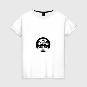 Женская футболка хлопок с принтом W-PC в Курске, 100% хлопок | прямой крой, круглый вырез горловины, длина до линии бедер, слегка спущенное плечо | w pc.ru | world people and cars | wpc