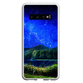 Чехол для Samsung Galaxy S10 с принтом Звездное небо в Курске, Силикон | Область печати: задняя сторона чехла, без боковых панелей | Тематика изображения на принте: звезда | небо | ночь | озеро