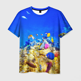 Мужская футболка 3D с принтом Подводный мир в Курске, 100% полиэфир | прямой крой, круглый вырез горловины, длина до линии бедер | 