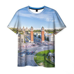 Мужская футболка 3D с принтом Барселона в Курске, 100% полиэфир | прямой крой, круглый вырез горловины, длина до линии бедер | barcelona | europe | spain | барселона | европа | ес | испания | каталония | отпуск | туризм