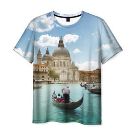 Мужская футболка 3D с принтом Венеция в Курске, 100% полиэфир | прямой крой, круглый вырез горловины, длина до линии бедер | europe | italy | venice | венеция | вода | европа | ес | италия | каникулы | лодки | отдых | отпуск | солнце | туризм
