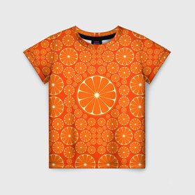 Детская футболка 3D с принтом Апельсины в Курске, 100% гипоаллергенный полиэфир | прямой крой, круглый вырез горловины, длина до линии бедер, чуть спущенное плечо, ткань немного тянется | 