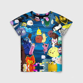 Детская футболка 3D с принтом Adventure Time 1 в Курске, 100% гипоаллергенный полиэфир | прямой крой, круглый вырез горловины, длина до линии бедер, чуть спущенное плечо, ткань немного тянется | adventure time | bubblegum | dog | finn | jake | marcelline | время приключений | джейк и финн | марселин | пупырка