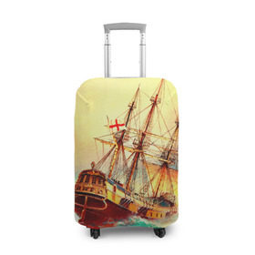 Чехол для чемодана 3D с принтом Парусник в Курске, 86% полиэфир, 14% спандекс | двустороннее нанесение принта, прорези для ручек и колес | волны | исторический | корабль | море | океан