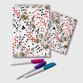Блокнот с принтом Игральные карты в Курске, 100% бумага | 48 листов, плотность листов — 60 г/м2, плотность картонной обложки — 250 г/м2. Листы скреплены удобной пружинной спиралью. Цвет линий — светло-серый
 | 