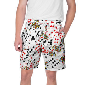 Мужские шорты 3D с принтом Игральные карты в Курске,  полиэстер 100% | прямой крой, два кармана без застежек по бокам. Мягкая трикотажная резинка на поясе, внутри которой широкие завязки. Длина чуть выше колен | 