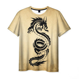 Мужская футболка 3D с принтом Убийственный змей в Курске, 100% полиэфир | прямой крой, круглый вырез горловины, длина до линии бедер | dragon | дракон | дракоша | змей | когти | крылья | монстр | огонь | пламя | рога | тату | татуировка | трайбл | чешуя | чудовище | шипы