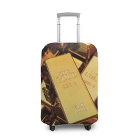 Чехол для чемодана 3D с принтом GOLD 999,9 в Курске, 86% полиэфир, 14% спандекс | двустороннее нанесение принта, прорези для ручек и колес | банк | богатство | драгоценность | золото | слитки