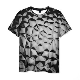 Мужская футболка 3D с принтом Чёрная мозаика в Курске, 100% полиэфир | прямой крой, круглый вырез горловины, длина до линии бедер | Тематика изображения на принте: 