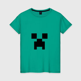 Женская футболка хлопок с принтом Крипер в Курске, 100% хлопок | прямой крой, круглый вырез горловины, длина до линии бедер, слегка спущенное плечо | creeper | minecraft | крипер | майнкрафт