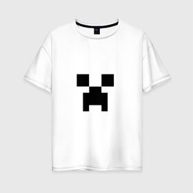 Женская футболка хлопок Oversize с принтом Крипер в Курске, 100% хлопок | свободный крой, круглый ворот, спущенный рукав, длина до линии бедер
 | Тематика изображения на принте: creeper | minecraft | крипер | майнкрафт