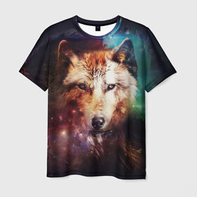 Мужская футболка 3D с принтом Волк в Курске, 100% полиэфир | прямой крой, круглый вырез горловины, длина до линии бедер | зверь