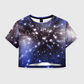 Женская футболка 3D укороченная с принтом Звёздный космос в Курске, 100% полиэстер | круглая горловина, длина футболки до линии талии, рукава с отворотами | звёзды | космическое пространство | созвездие
