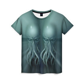 Женская футболка 3D с принтом Двойной Ктулху в Курске, 100% полиэфир ( синтетическое хлопкоподобное полотно) | прямой крой, круглый вырез горловины, длина до линии бедер | cthulhu | ctulhu | осьминог