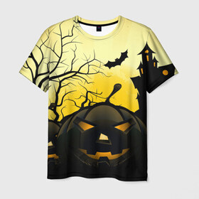 Мужская футболка 3D с принтом Happy Halloween в Курске, 100% полиэфир | прямой крой, круглый вырез горловины, длина до линии бедер | 