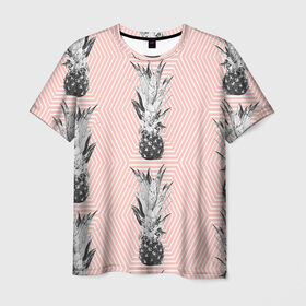 Мужская футболка 3D с принтом Ананасы 10 в Курске, 100% полиэфир | прямой крой, круглый вырез горловины, длина до линии бедер | летний | паттерн | светлый