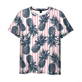 Мужская футболка 3D с принтом Ананасы 16 в Курске, 100% полиэфир | прямой крой, круглый вырез горловины, длина до линии бедер | летний | паттерн | светлый