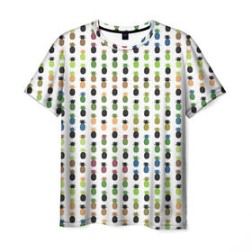 Мужская футболка 3D с принтом Ананасы 25 в Курске, 100% полиэфир | прямой крой, круглый вырез горловины, длина до линии бедер | летний | паттерн | светлый
