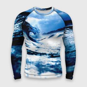 Мужской рашгард 3D с принтом Волна в Курске,  |  | blue | вода | волна | волны | море | океан | синий