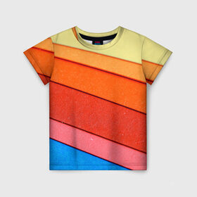 Детская футболка 3D с принтом Paper color в Курске, 100% гипоаллергенный полиэфир | прямой крой, круглый вырез горловины, длина до линии бедер, чуть спущенное плечо, ткань немного тянется | геометрия | полосы | разноцветный