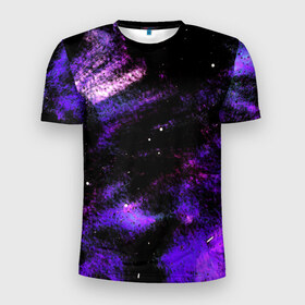 Мужская футболка 3D спортивная с принтом Violet ultramarine в Курске, 100% полиэстер с улучшенными характеристиками | приталенный силуэт, круглая горловина, широкие плечи, сужается к линии бедра | Тематика изображения на принте: потертости | темный | фиолетовый