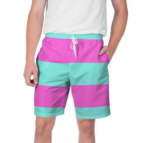 Мужские шорты 3D с принтом Кислотные цвета в Курске,  полиэстер 100% | прямой крой, два кармана без застежек по бокам. Мягкая трикотажная резинка на поясе, внутри которой широкие завязки. Длина чуть выше колен | кислотные цвета | розовый