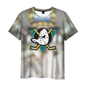 Мужская футболка 3D с принтом Anaheim ducks в Курске, 100% полиэфир | прямой крой, круглый вырез горловины, длина до линии бедер | хоккей