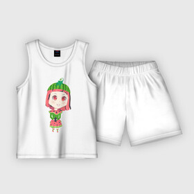 Детская пижама с шортами хлопок с принтом [Арбузинка] Аниме Чибик в Курске,  |  | girl | аниме | анимешка | арбуз | девочка | зеленый | каваи | красный | милашка | милота | няшка | чиби | чибик