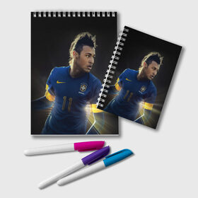 Блокнот с принтом Neymar в Курске, 100% бумага | 48 листов, плотность листов — 60 г/м2, плотность картонной обложки — 250 г/м2. Листы скреплены удобной пружинной спиралью. Цвет линий — светло-серый
 | барселона | бразилия | неймар | футбол | футболист