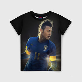 Детская футболка 3D с принтом Neymar в Курске, 100% гипоаллергенный полиэфир | прямой крой, круглый вырез горловины, длина до линии бедер, чуть спущенное плечо, ткань немного тянется | барселона | бразилия | неймар | футбол | футболист