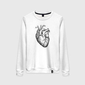 Женский свитшот хлопок с принтом Heart в Курске, 100% хлопок | прямой крой, круглый вырез, на манжетах и по низу широкая трикотажная резинка  | вектор | карандаш | кардиология | кровь | мышца | орган | пульс | рисунок | сердце | черный