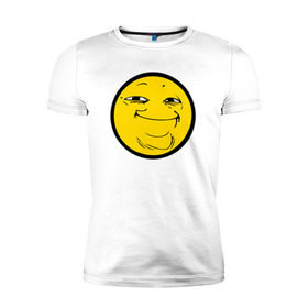 Мужская футболка премиум с принтом Смайлик в Курске, 92% хлопок, 8% лайкра | приталенный силуэт, круглый вырез ворота, длина до линии бедра, короткий рукав | yoba | пека | смайлик
