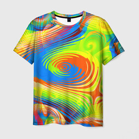 Мужская футболка 3D с принтом Tie-Dye в Курске, 100% полиэфир | прямой крой, круглый вырез горловины, длина до линии бедер | абстракция | волны | круги | спираль