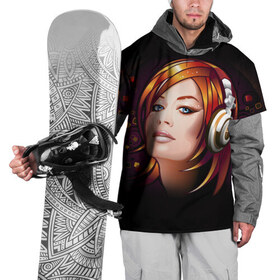 Накидка на куртку 3D с принтом Девушка в наушниках в Курске, 100% полиэстер |  | dj | music | девушка | диджей | клуб | музыка | наушники